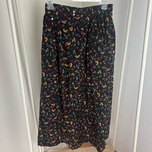 Vintage Black Corduroy Maxi Skirt